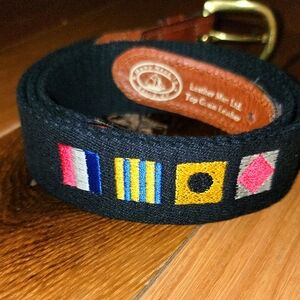 Leather Man Ltd. Nautical Flag Embroidered Belt Size 32